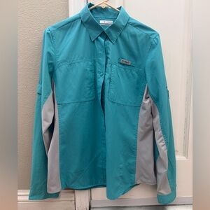 Columbia PFG Blue Teal Omni Freeze Zero Long Sleeve Size M